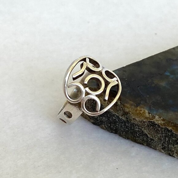 Sterling Silver 925 Mexico Modernist Geometric Scrolling Band Ring Sz 8.75 - Picture 4 of 16